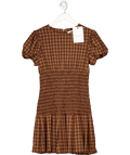 HOUSE OF SUNNY Brown Check Valerie Mini Dress UK 8 - Reliked