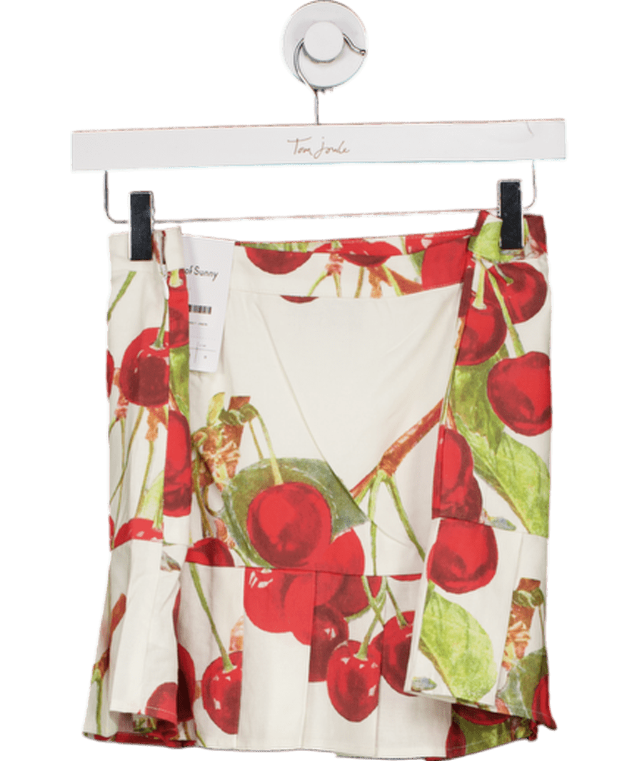 HOUSE OF SUNNY White The Cherry Pleat Cotton - blend Mini Skirt UK 8 - Reliked