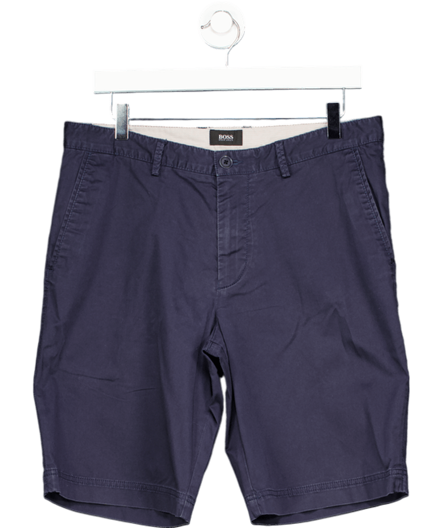 Hugo Boss Navy Blue Stretch Cotton Chino Shorts W32 - Reliked