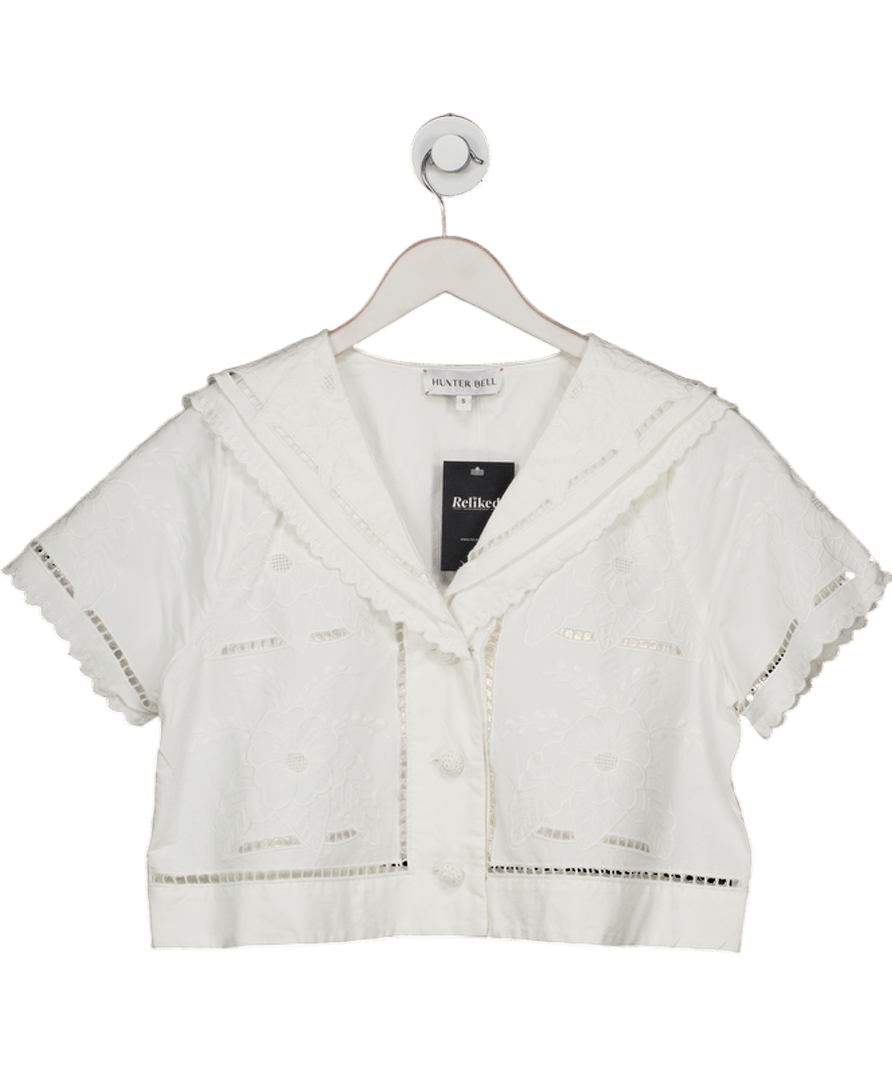 Hunter Bell White 100% Cotton Cutwork Lace Blouse UK S - Reliked