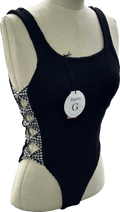 Hunza G Black Tiffany Cutout Gingham - trimmed Seersucker Swimsuit One Size - Reliked