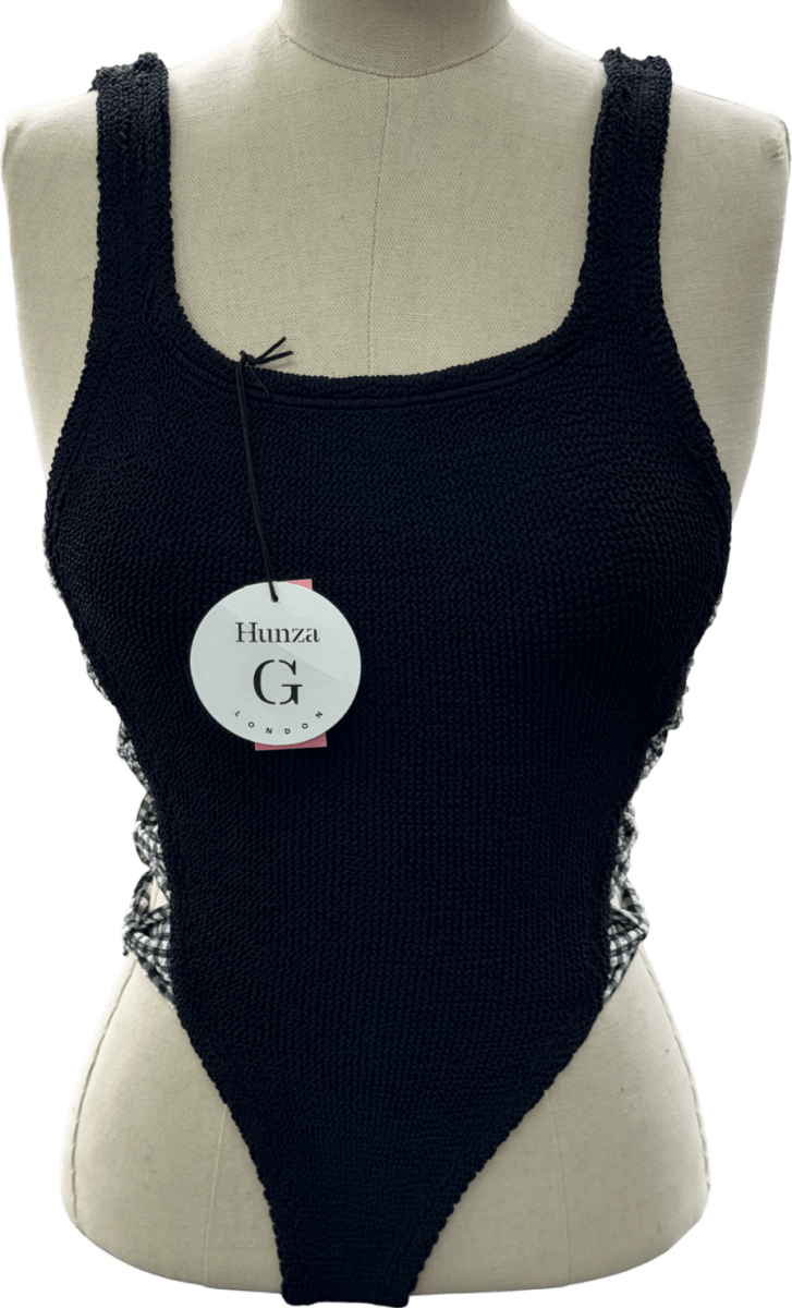 Hunza G Black Tiffany Cutout Gingham - trimmed Seersucker Swimsuit One Size - Reliked
