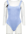 Hunza G Cornflower Blue Classic Square Neck One Piece Swimsuit One Size - Reliked