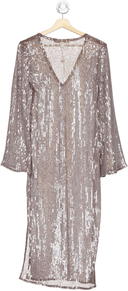 hutch Brown Demi Sequin Long Sleeve V - neck UK XS - Reliked