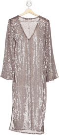 hutch Brown Demi Sequin Long Sleeve V - neck UK XS - Reliked