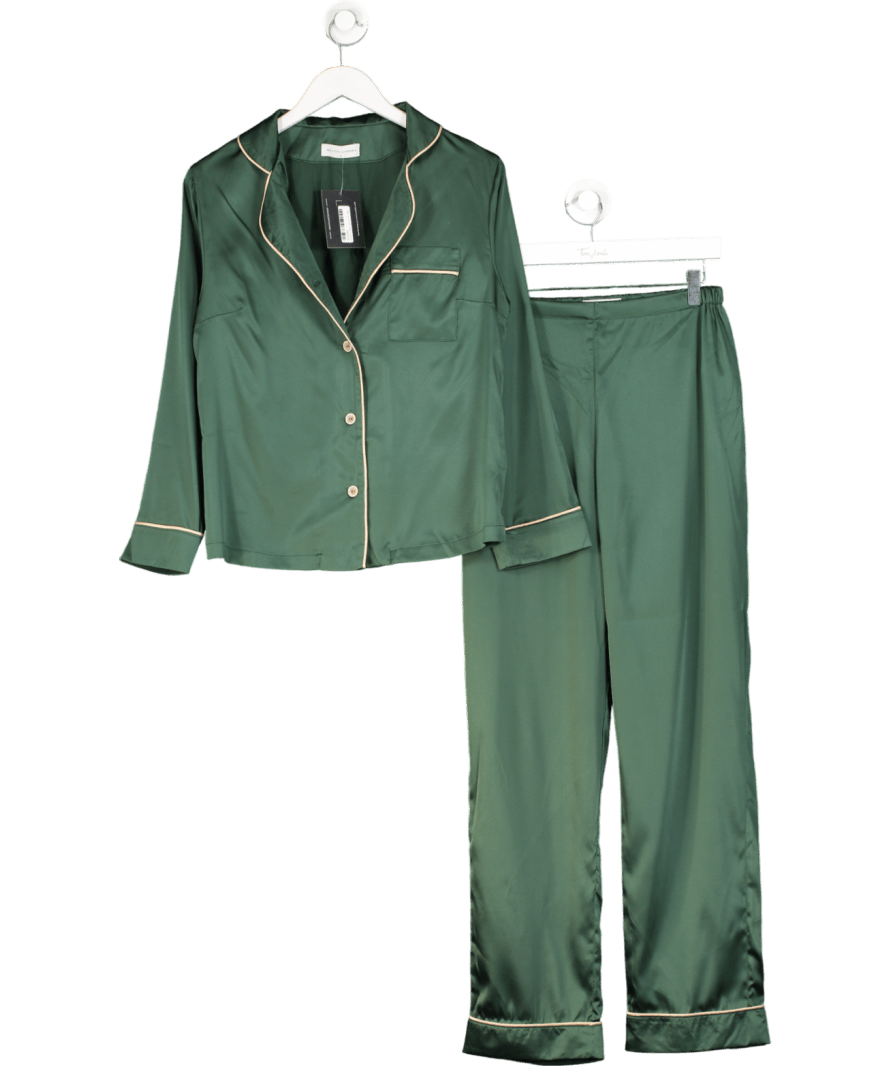 Identity Lingerie Green Satin Pyjamas UK S - Reliked