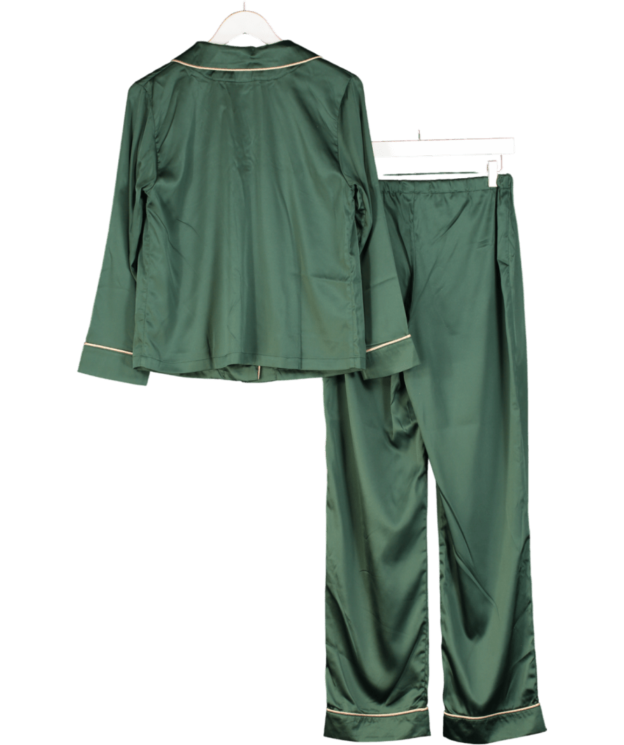 Identity Lingerie Green Satin Pyjamas UK S - Reliked