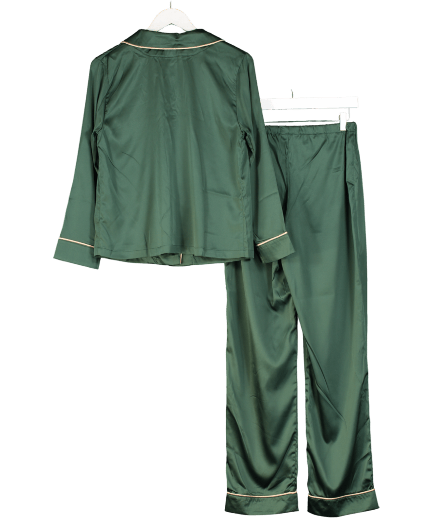 Identity Lingerie Green Satin Pyjamas UK S - Reliked