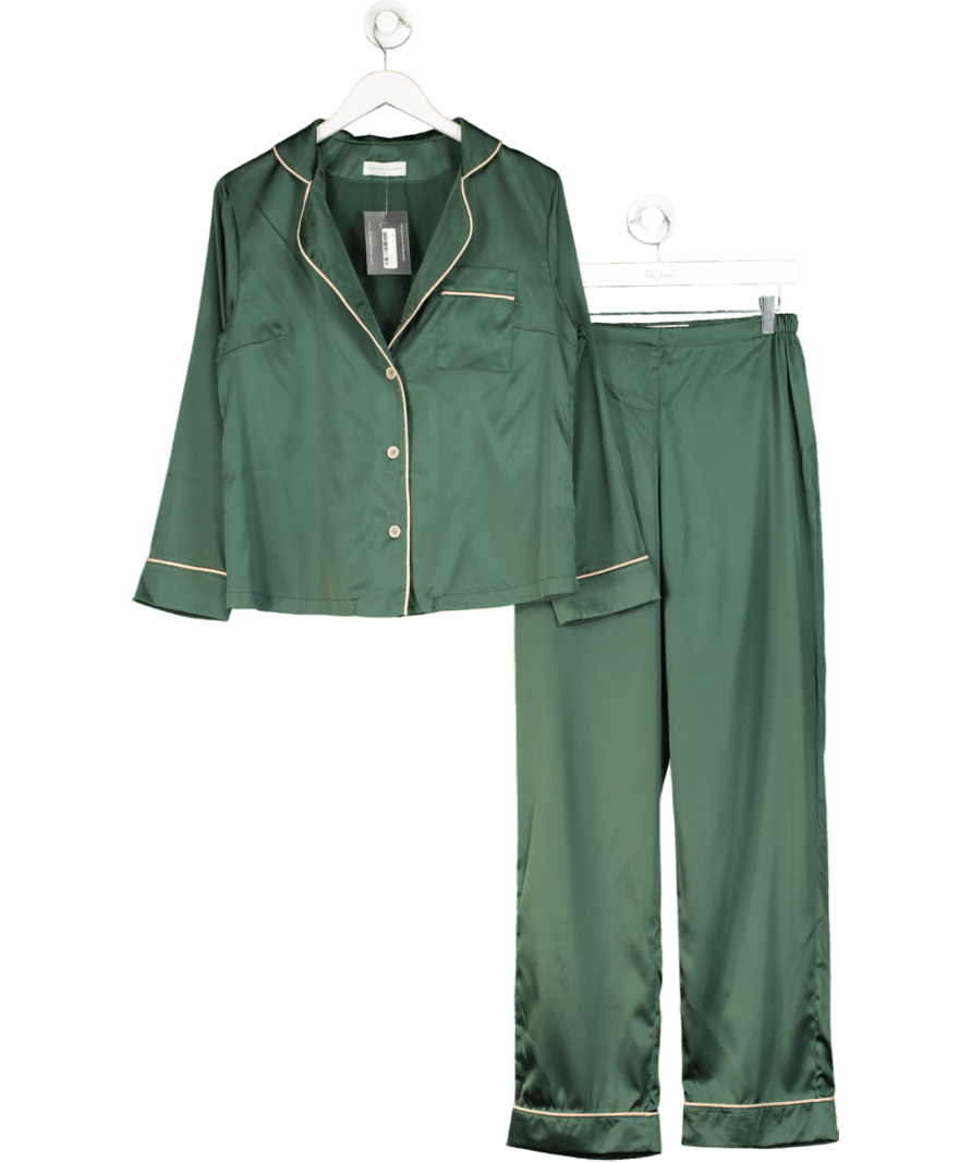 Identity Lingerie Green Satin Pyjamas UK S - Reliked