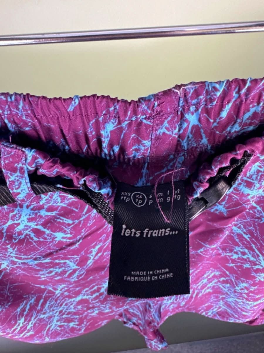 iets frans... Purple Blue Patterned Swim Shorts XS - Reliked