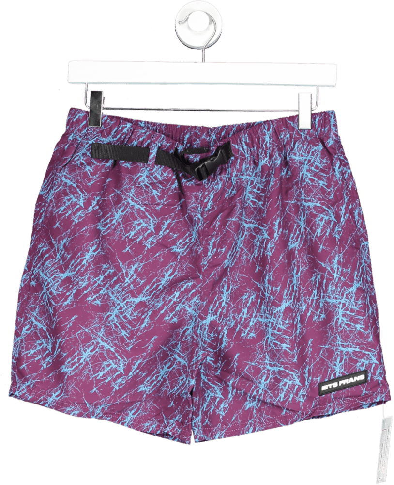 iets frans... Purple Blue Patterned Swim Shorts XS - Reliked