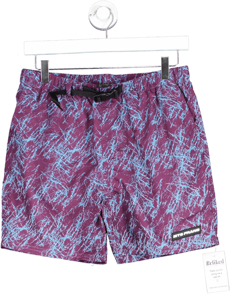 Iets Frans Purple/Blue Graphic Swim Shorts UK L - Reliked