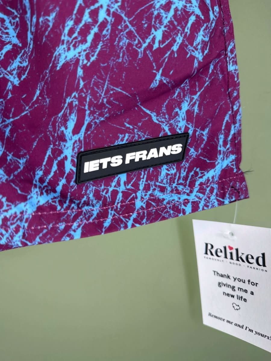 Iets Frans Purple/Blue Graphic Swim Shorts UK L - Reliked
