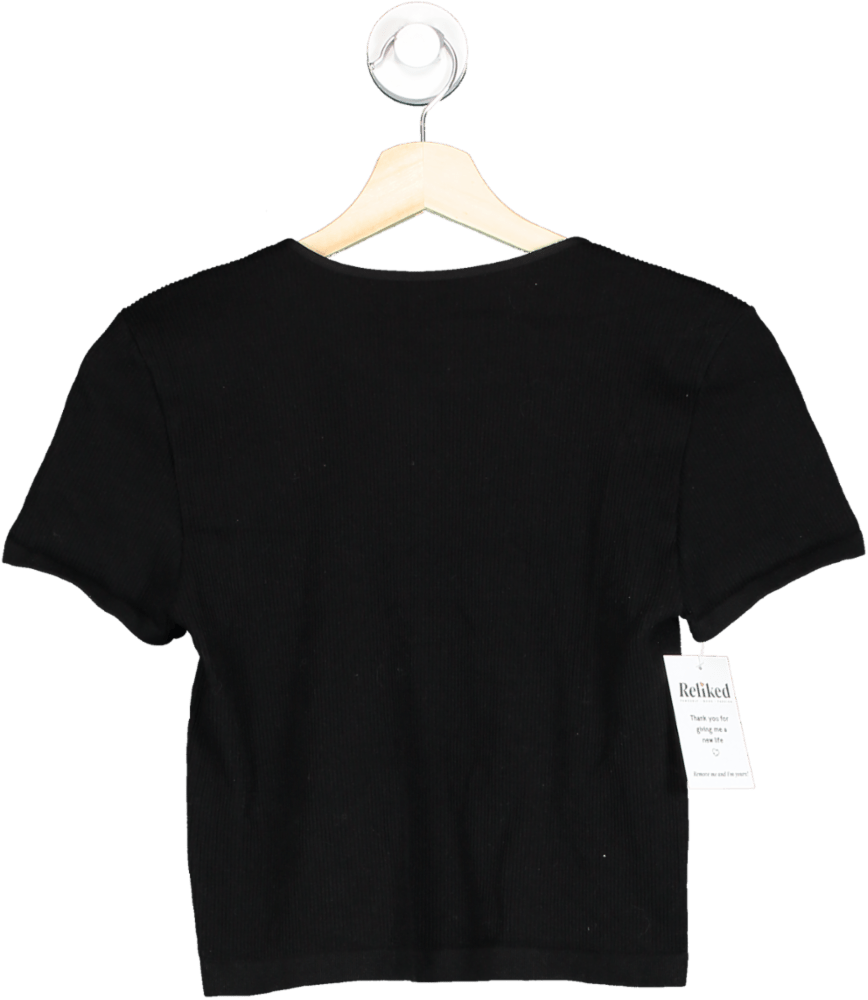 Ietsfrans Black Ribbed Cropped Tee XL - Reliked