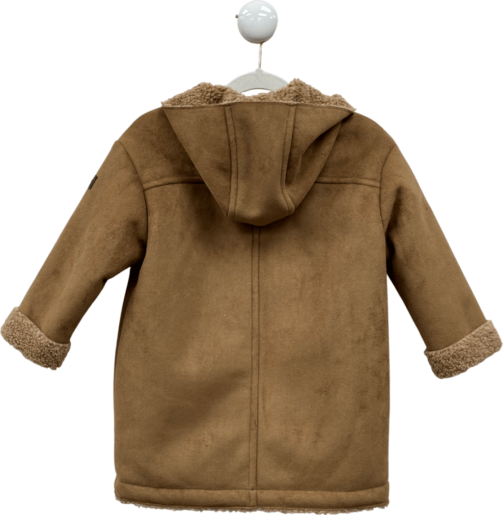 Il Gufo Brown Faux Shearling Hooded Coat 4 Years - Reliked