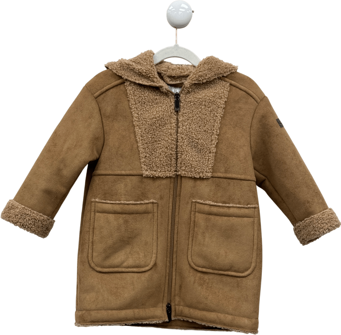 Il Gufo Brown Faux Shearling Hooded Coat 4 Years - Reliked