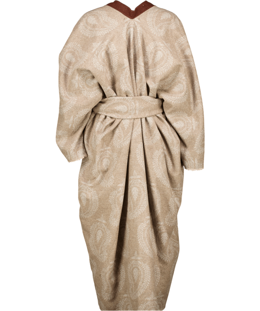 ILH Handcrafted Beige Luxury Paisley Terry Towelling Lined Robe One Size - Reliked