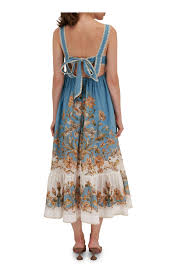 Zimmermann Blue Chintz Tiered Midi Dress UK 10