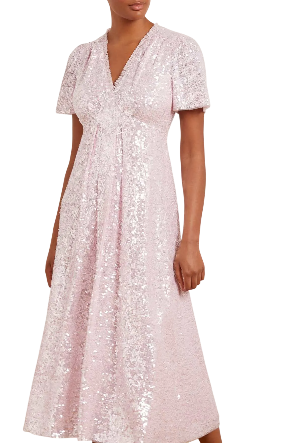 Needle & Thread Blush Pink Sequinned  Mila Gloss Dress UK 8