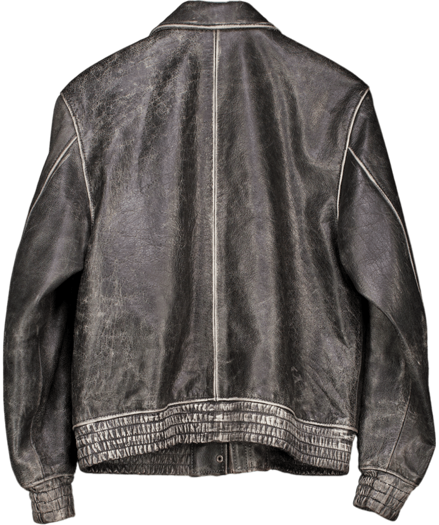 In My Element Victus Boxy Distressed Grey Leather Jacket UK L - Reliked