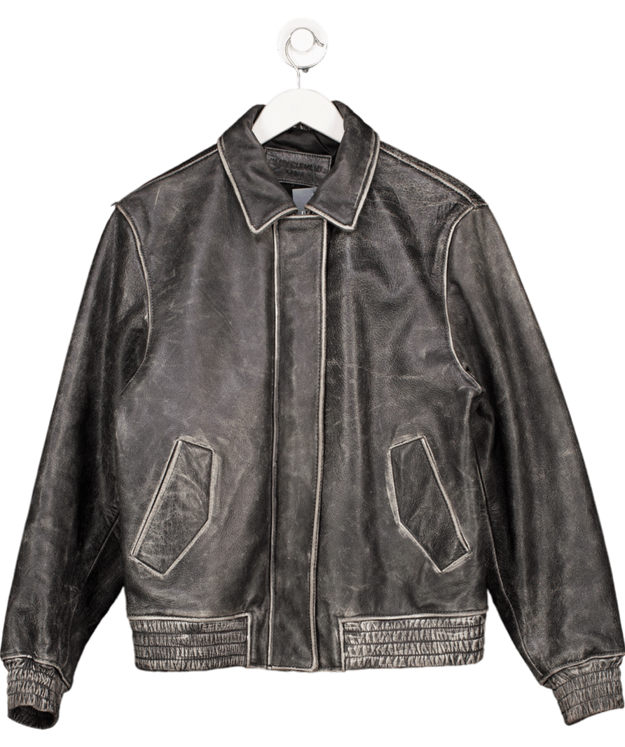 In My Element Victus Boxy Distressed Grey Leather Jacket UK L - Reliked