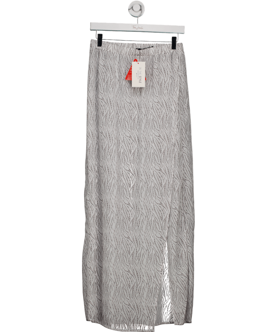 In The Style White Chiffon Printed Maxi Skirt UK 8 - Reliked
