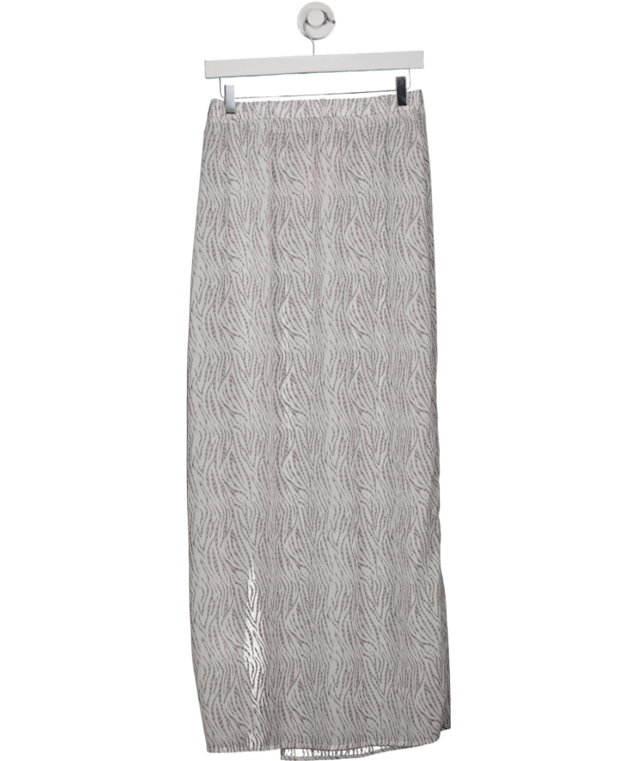 In The Style White Chiffon Printed Maxi Skirt UK 8 - Reliked