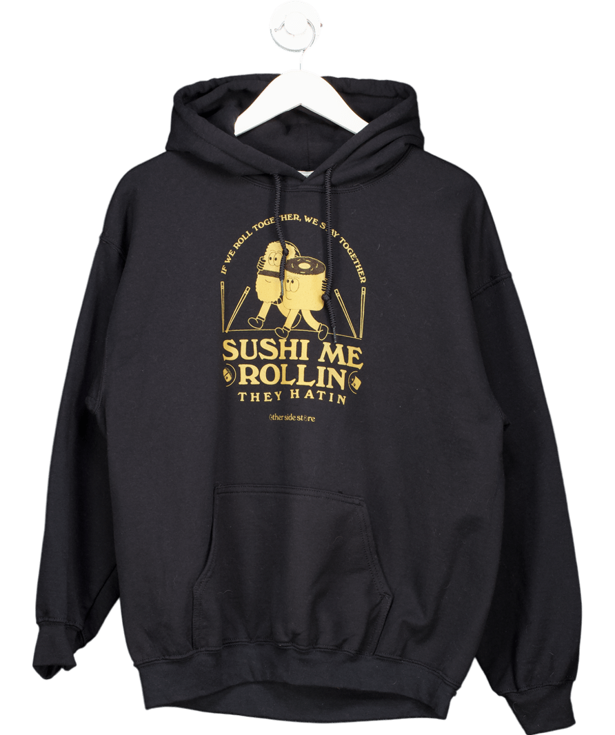 Independent Culture Club Black Sushi Me Rolling Hoodie UK L - Reliked