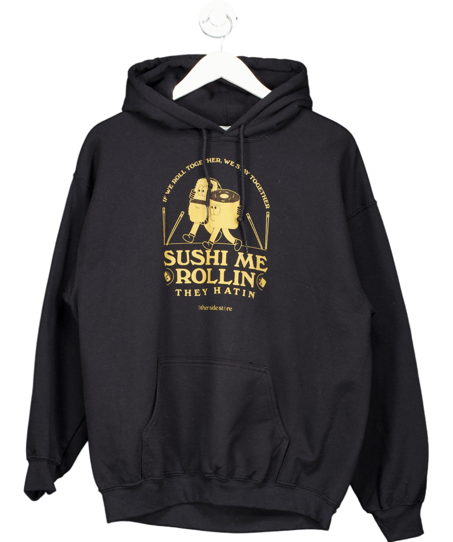 Independent Culture Club Black Sushi Me Rolling Hoodie UK L - Reliked