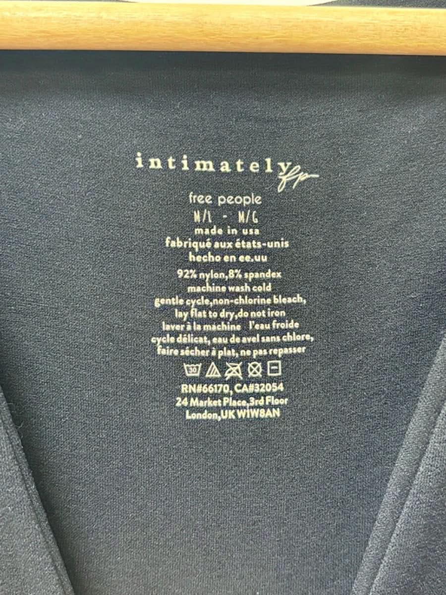 Intimately Free People Black V - Neck Long Sleeve Top M - Reliked