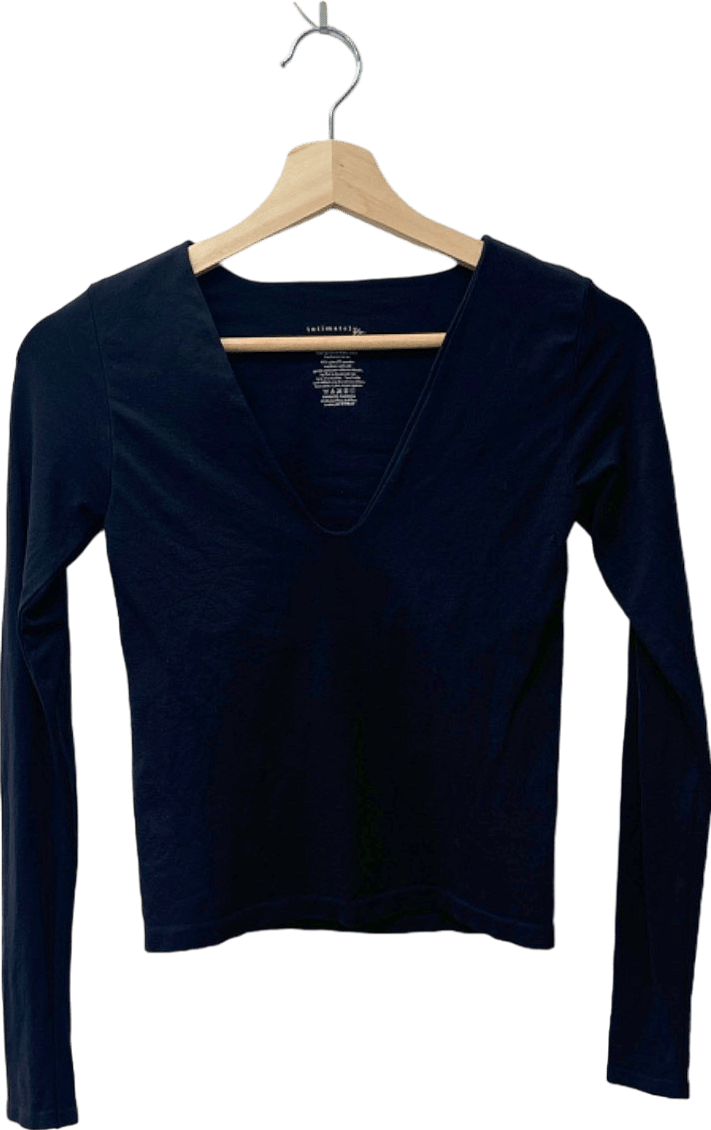 Intimately Free People Black V - Neck Long Sleeve Top M - Reliked