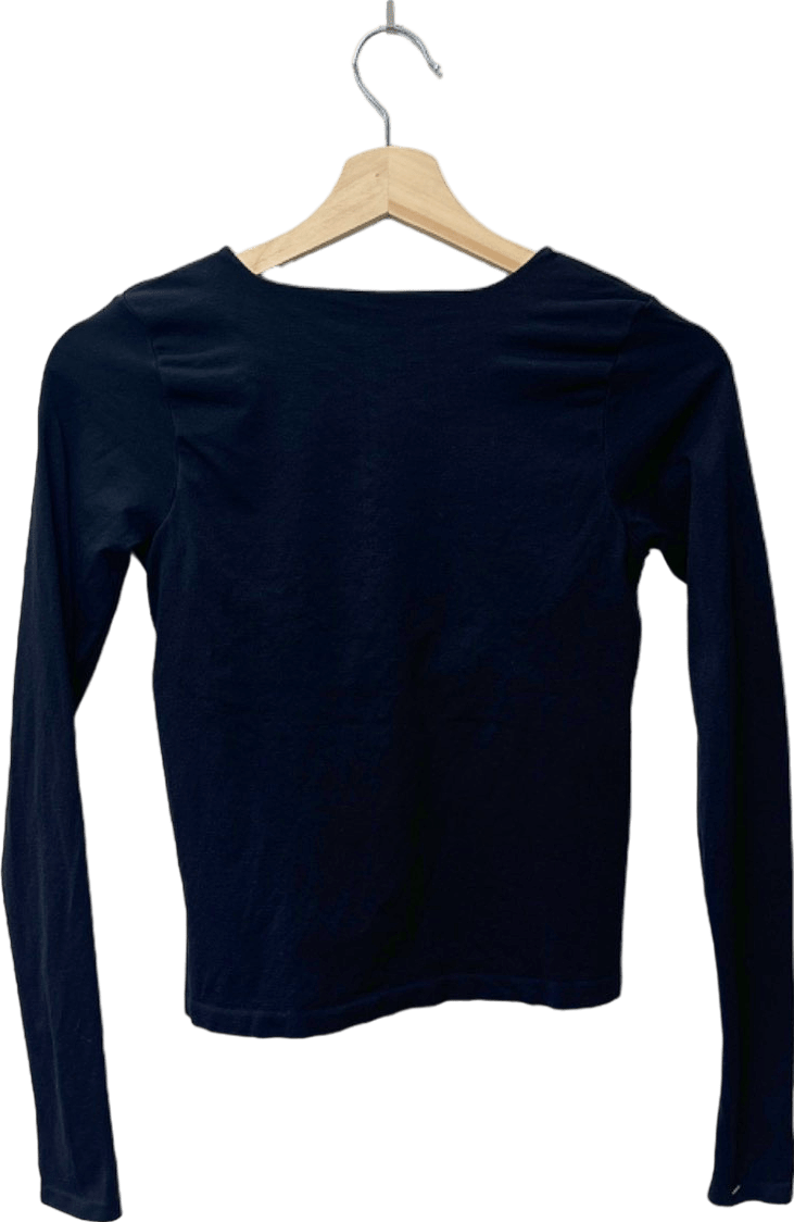 Intimately Free People Black V - Neck Long Sleeve Top M - Reliked