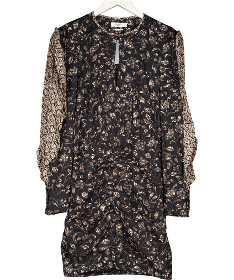 Isabel Marant Etoile Lexini Printed Cotton Dress In Black Fr36 UK 8 - Reliked