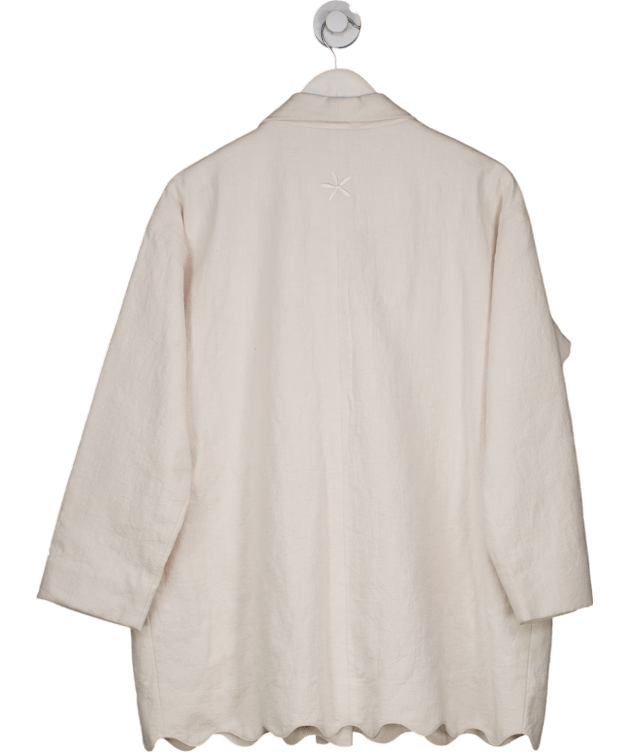 isobel badin Cream Cotton / Linen Magnolia Wavy Scalloped Hem Blazer UK S/M - Reliked