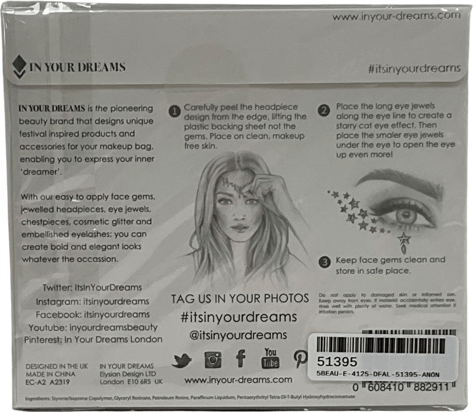 its in your dreams Metallic In Your Dreams Gold Astra All In One Face Gem And Eye Jewels One Size - Reliked