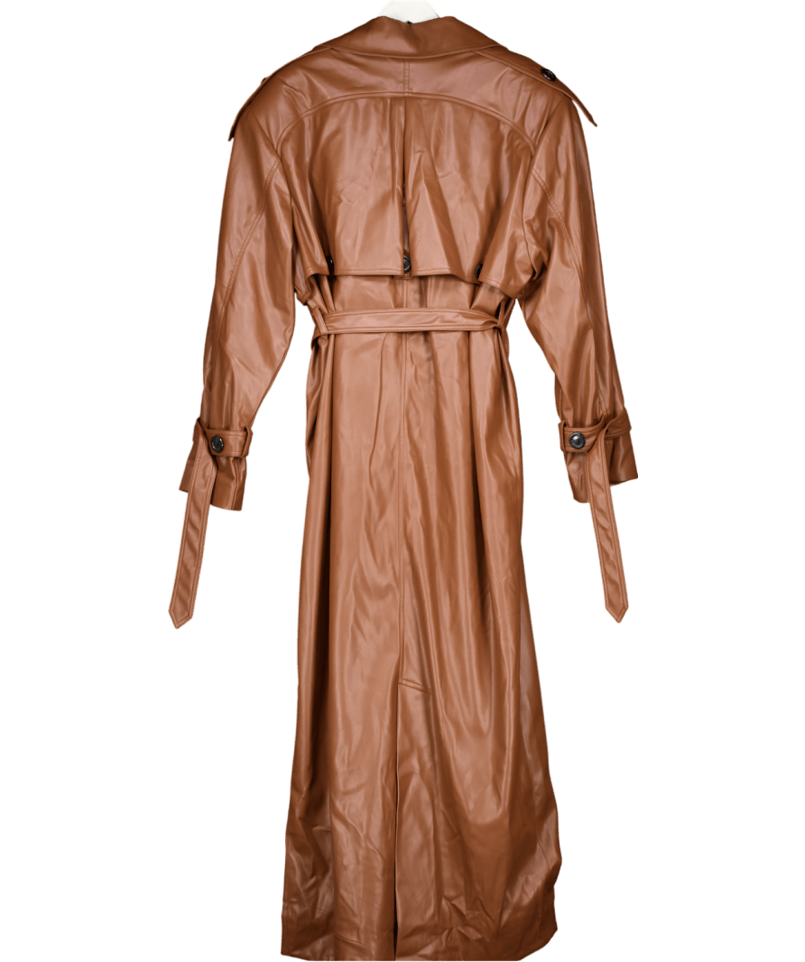 IZAKOVA Brown Premium Vegan Leather Trench Coat UK M/L - Reliked