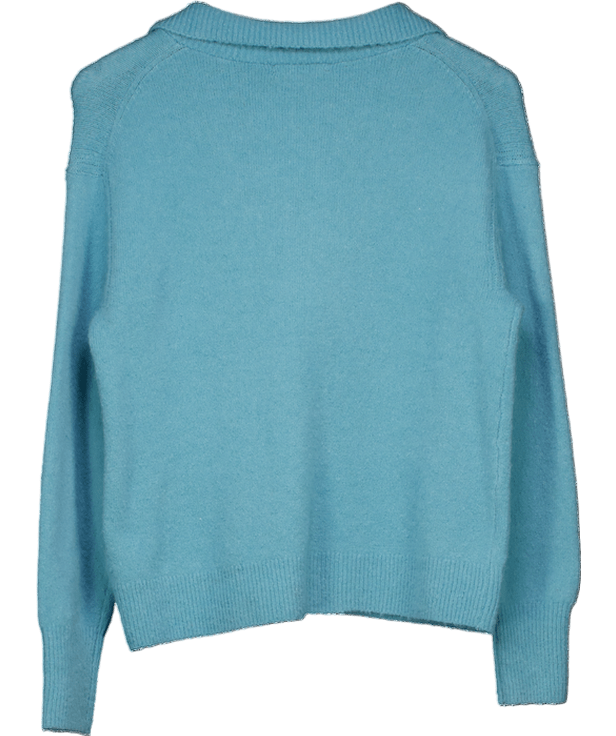 J. Crew Blue Merino Blend Super Soft 1/4 Zip Jumper UK S - Reliked