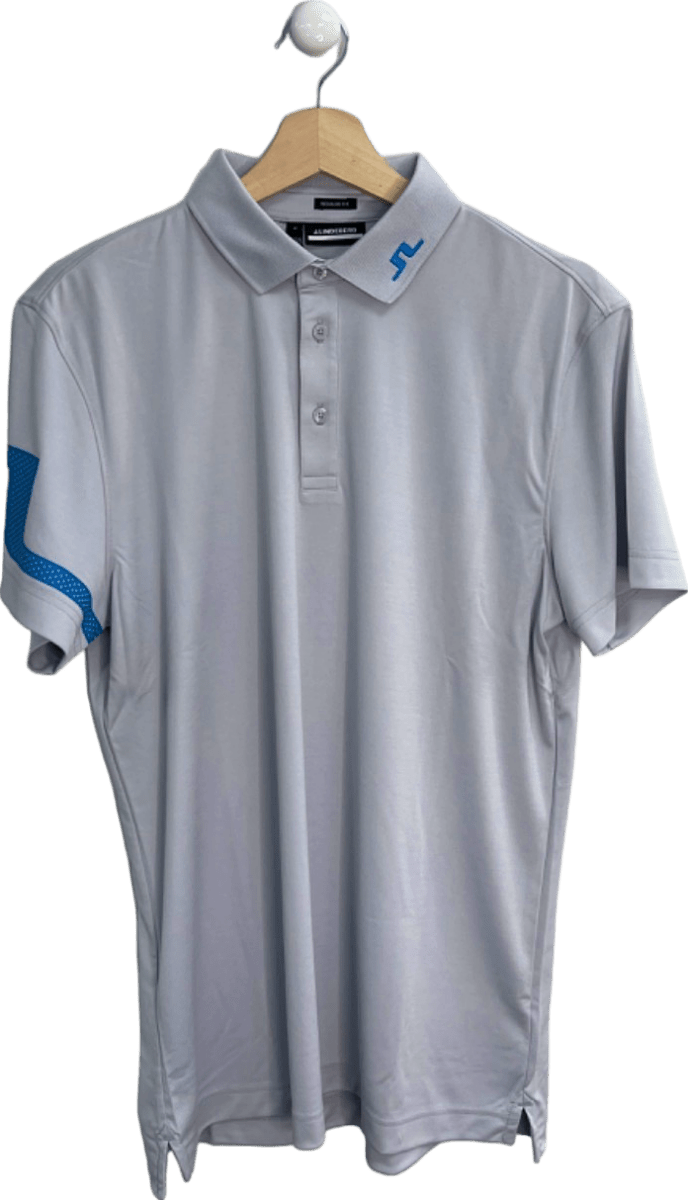 J. Lindeberg Light Grey Melange Heath Regular Fit Polo M - Reliked