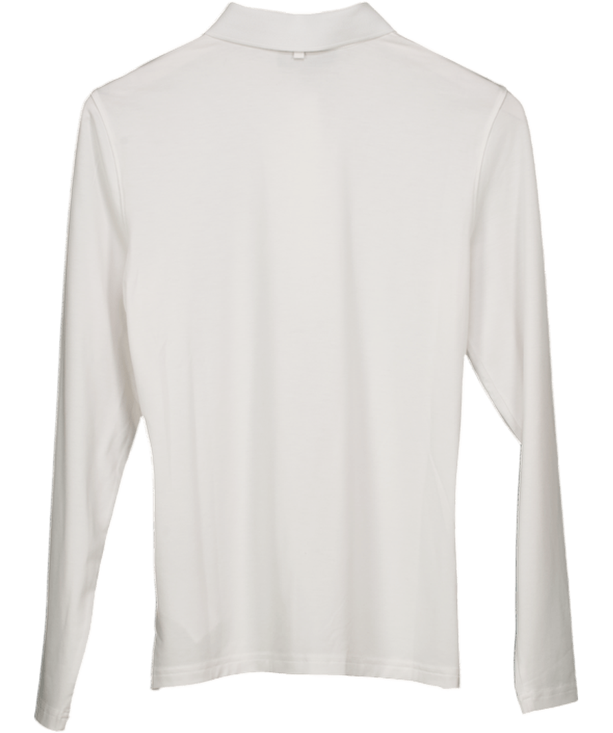 J. Lindeberg White Long Sleeve Logo Polo Shirt UK M - Reliked
