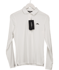 J. Lindeberg White Long Sleeve Logo Polo Shirt UK M - Reliked