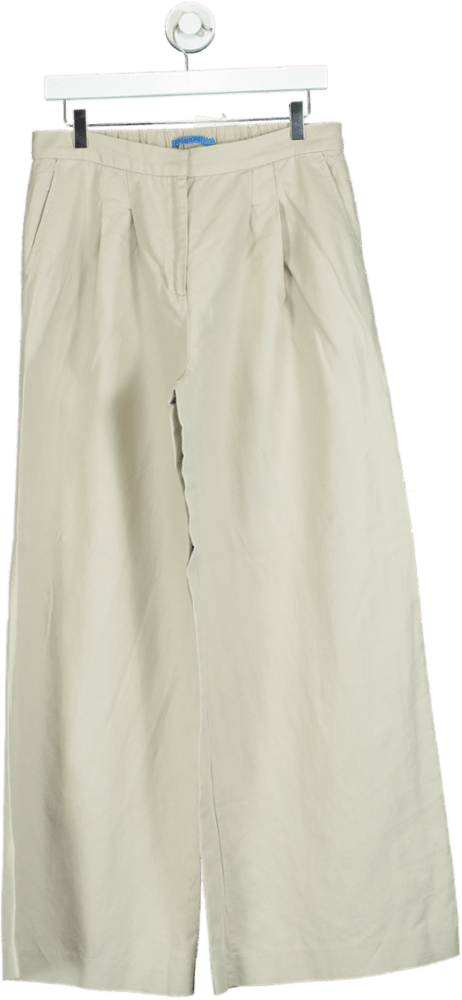 J. McLaughlin Beige Wide - Leg Linen Trousers UK 6 - Reliked