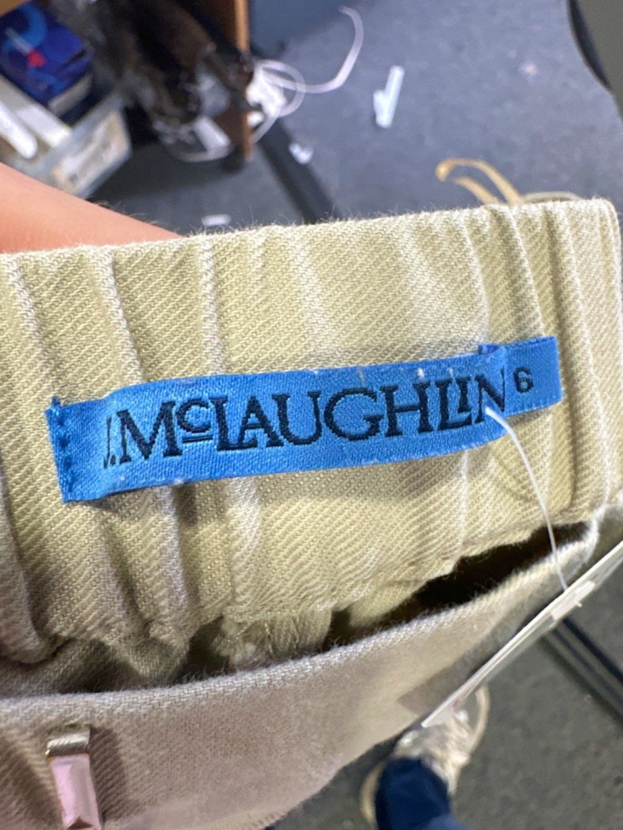 J. McLaughlin Beige Wide - Leg Linen Trousers UK 6 - Reliked