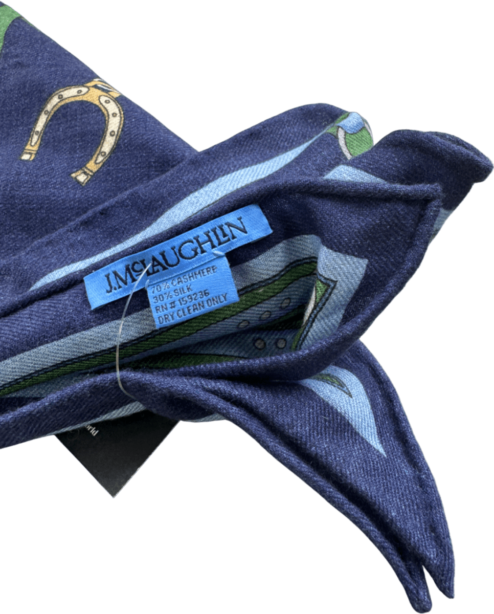 J. McLaughlin Blue Cashmere & Silk Scarf One Size - Reliked