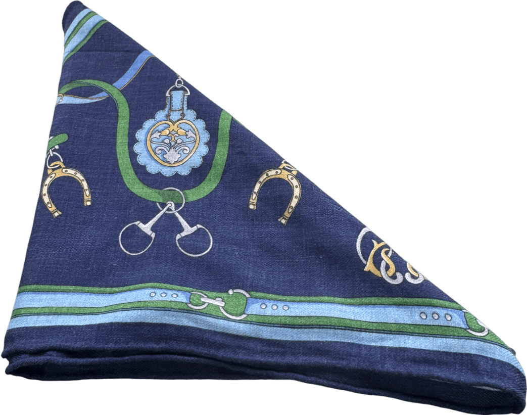 J. McLaughlin Blue Cashmere & Silk Scarf One Size - Reliked