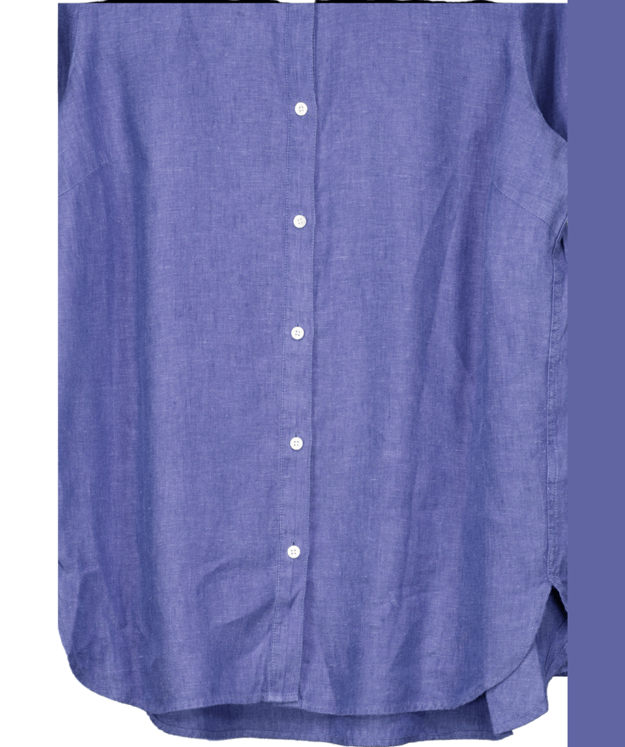 J McLaughlin Blue Long Sleeve Linen Shirt UK M - Reliked