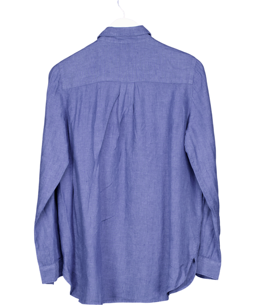 J McLaughlin Blue Long Sleeve Linen Shirt UK M - Reliked