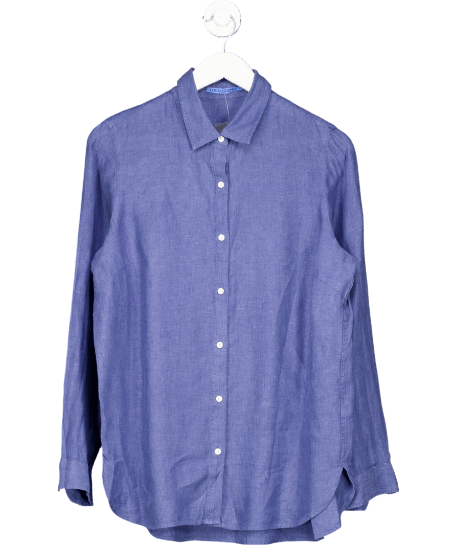 J McLaughlin Blue Long Sleeve Linen Shirt UK M - Reliked
