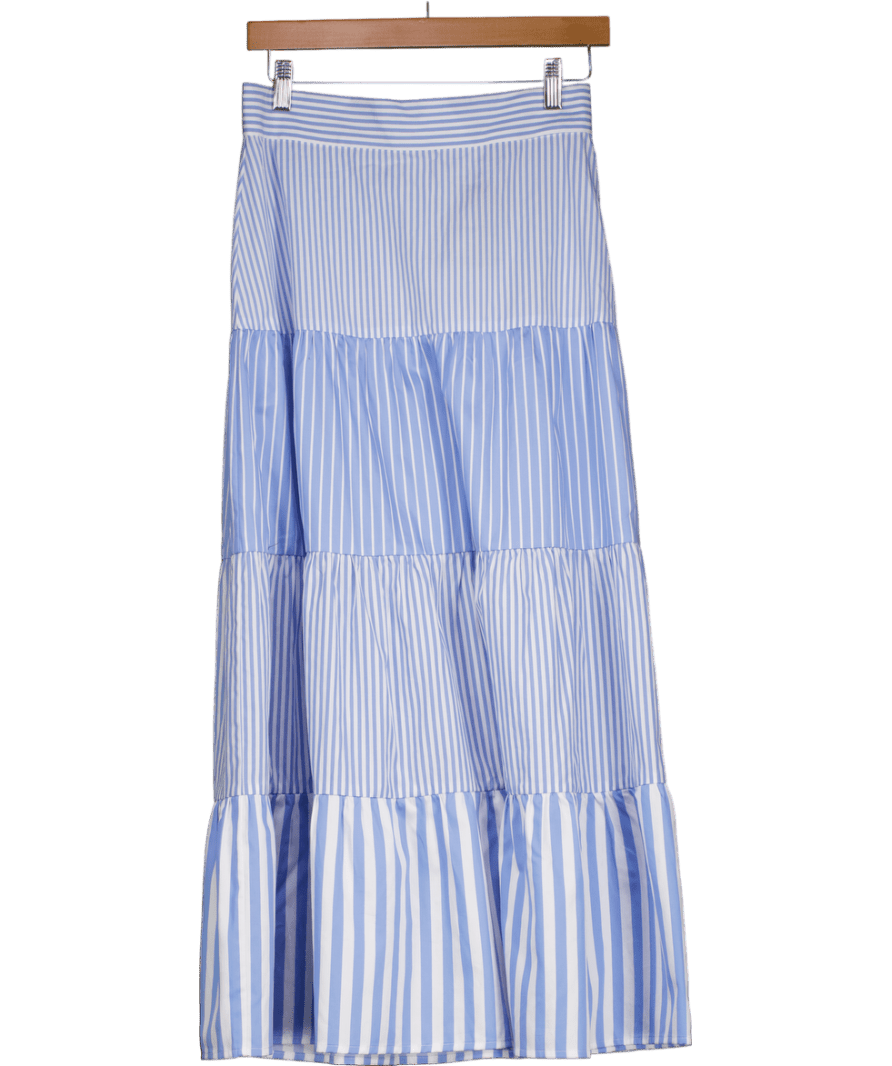 J McLaughlin Blue Shelly Stripe Maxi Skirt UK S - Reliked