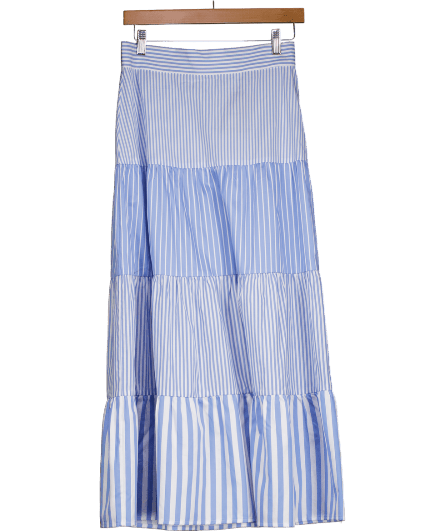 J McLaughlin Blue Shelly Stripe Maxi Skirt UK S - Reliked