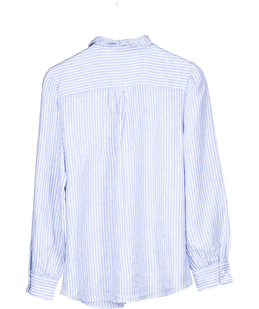 J McLaughlin Blue Stripe Linen Shirt UK M - Reliked